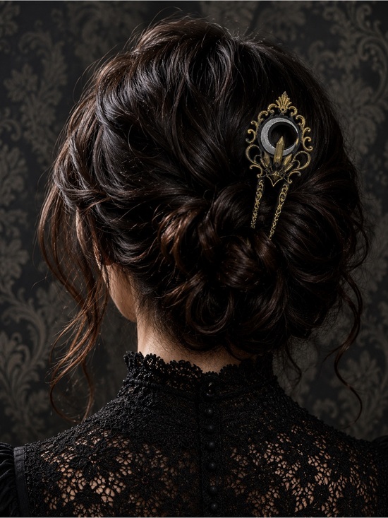 Handmade Accessories - Moon Crystal Hair Fork